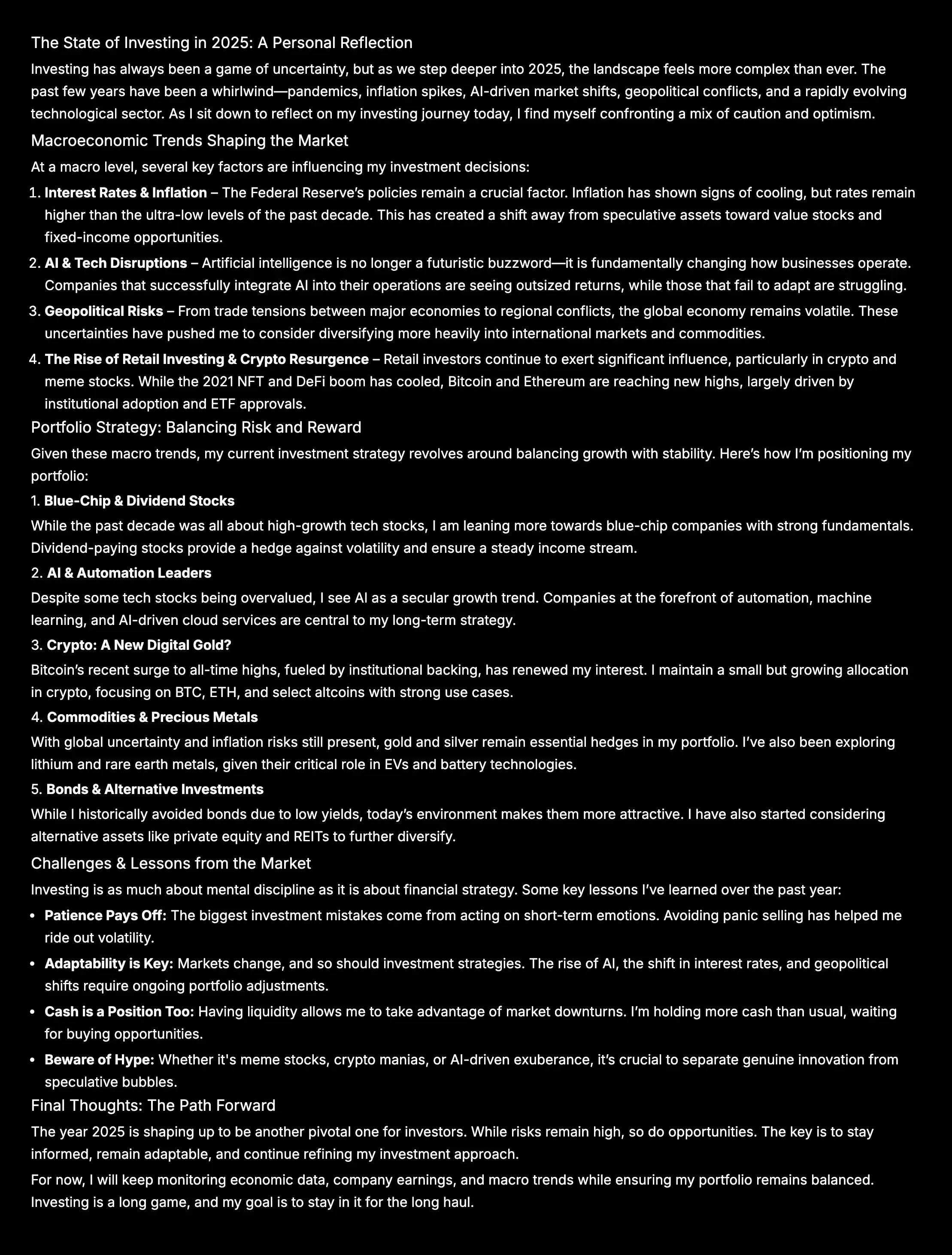 Cover image for Investing in 2025: Adapting to Market Realities, Navigating Uncertainty, and Finding Long-Term luck